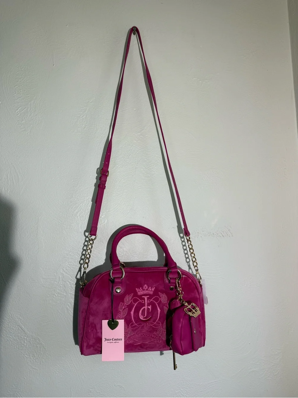 NWT Juicy Couture Sparkle Royal Satchel Raspberry Tart Pink